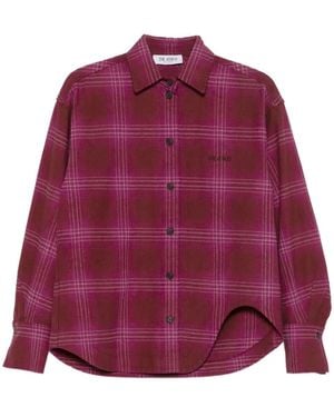 The Attico Checked Curved-Hem Shirt - Purple