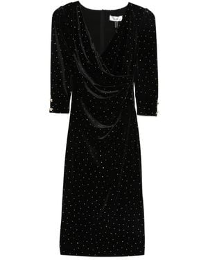 Nissa Embellished Draped Dress - Black