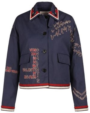 Valentino Garavani Beaded Collar Jacket - Blue