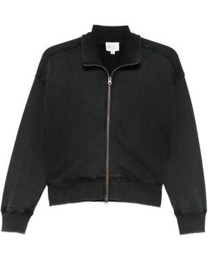 Bobi Funnel-Neck Zip-Up Sweatshirt - Black