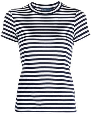 Polo Ralph Lauren Stripe-Print Ribbed T-Shirt - Blue