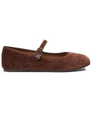 Casadei New C-Chain Faux-Pony Ballet Flats - Brown
