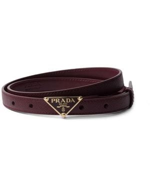 Prada Saffiano-Leather Belt - Brown