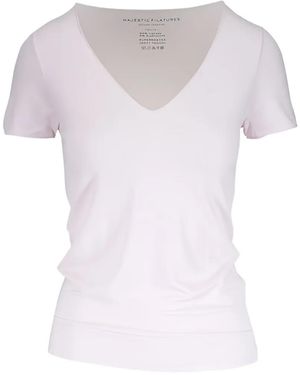 Majestic Filatures V-Neck Knit Top - White