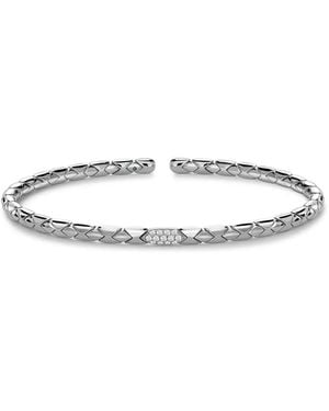 Pragnell 18Kt Diamond Grooved Textured Bangle Bracelet - White