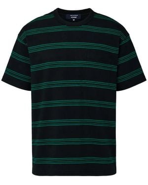 Comme des Garçons Striped-Print Chest-Pocket T-Shirt - Green
