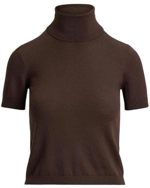 Ralph Lauren Short-Sleeve Cashmere Sweater - Brown