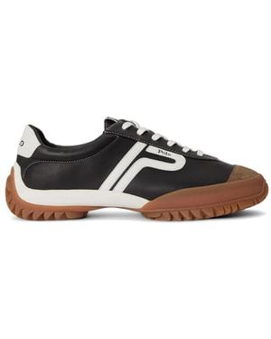 Polo Ralph Lauren Panelled Leather Trainers - Black