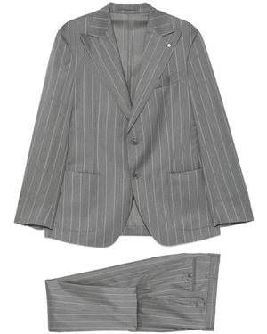 Luigi Bianchi Pinstripe-Pattern Notch-Lapel Suit - Grey