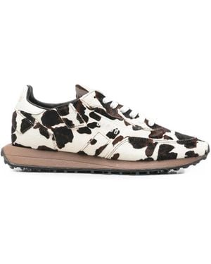 GHŌUD Cow-Print Calf-Hair Trainers - White