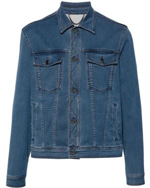 Canali Classic-Collar Denim Jacket - Blue