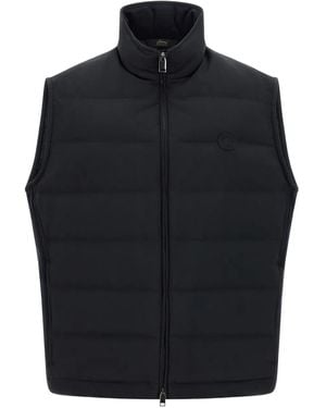 Brioni Quilted Logo-Patch Gilet - Blue