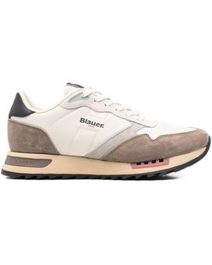 Blauer Sneakers aus Leder - Weiß