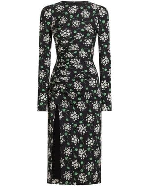 Dolce & Gabbana Geranium Bouquets-Print Charmeuse Dress - Black