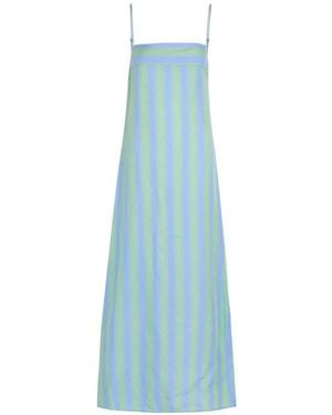 STAUD Laura Striped Spaghetti-Strap Dress - Blue