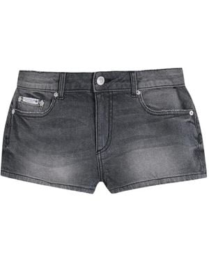 Juicy Couture Rhinestone-Logo Denim Shorts - Grey