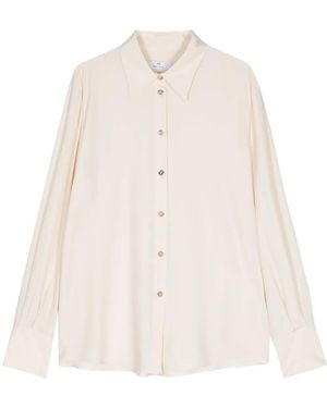Paul Smith Spread-collar Crepe Shirt - Natural