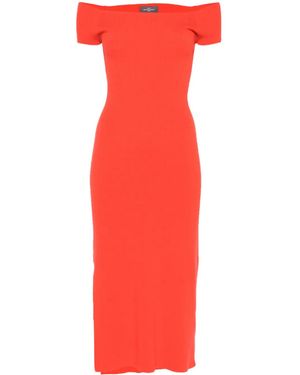 Eric Bompard Bardot-neckline Midi Dress - Red