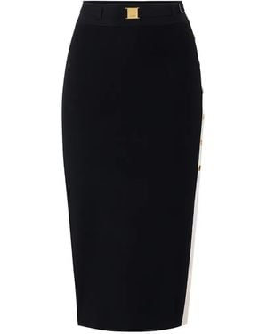 Elisabetta Franchi Knitted Midi Skirt - Black