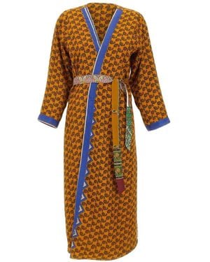 Picus Viridis Geometric-Pattern Midi Dress - Orange