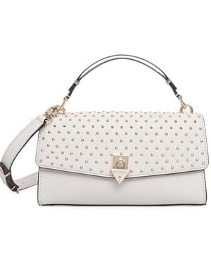 Guess Borsa A Tracolla Patsie Con Borchie - Bianco