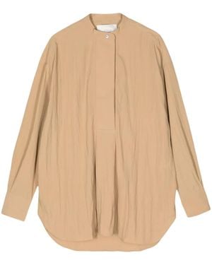Studio Nicholson Long-Sleeve Band-Collar Blouse - Natural