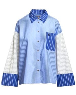 Essentiel Antwerp Striped Paneled Shirt - Blue