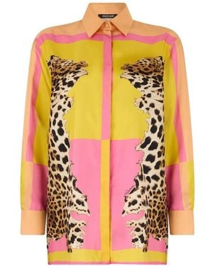 Roberto Cavalli Silk Shirt With Cavalli Pop Print - Pink