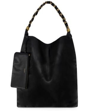 Saint Laurent Ysl-Plaque Chain-Link Tote Bag - Black