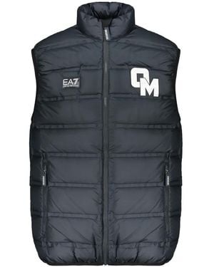 EA7 Quilted Logo-Embroidered Gilet - Blue