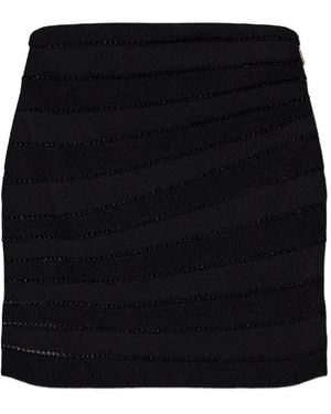 Balmain Pointelle-Knit Ribbed Mini Skirt - Black