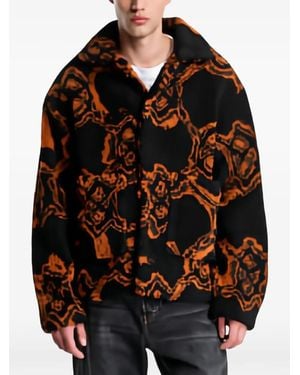 Daily Paper Burned Shield Faux-Fur Jacket - Black