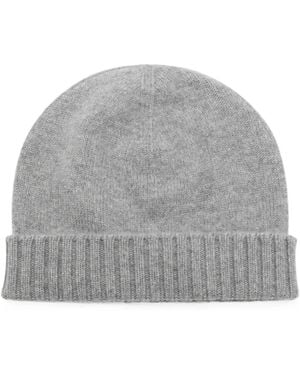 Malo Ribbed-Trim Beanie Hat - Grey