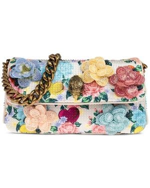 Kurt Geiger Small Kensington Floral-Appliqué Shoulder Bag - White
