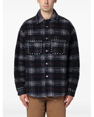 Palm Angels Checked Shirt Jacket - Blue