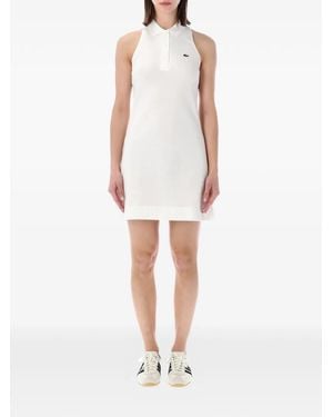 Lacoste Robe Courte Sans Manches À Logo Brodé - White