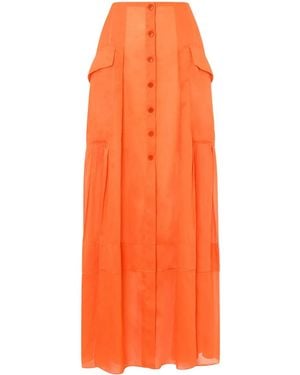 Alberta Ferretti Cotton Maxi Skirt - Orange