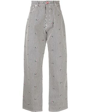KENZO Floral-Print Straight-Leg Jeans - Grey