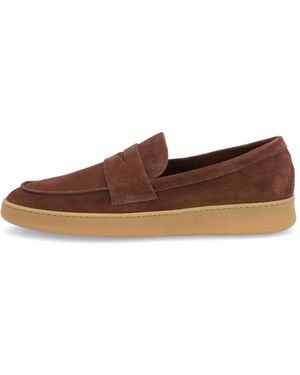 Frau Saddle-Detail Suede Loafers - Brown