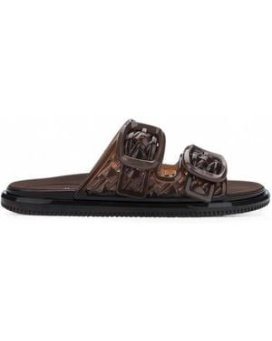 Melissa Possession Buckle-Fastening Slides - Brown
