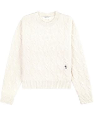 Sporty & Rich Src Cable-Knit Logo Jumper - White