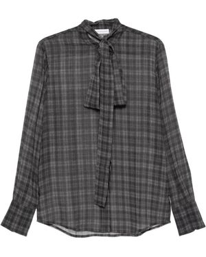7 For All Mankind Pussy-Bow Check Shirt - Grey