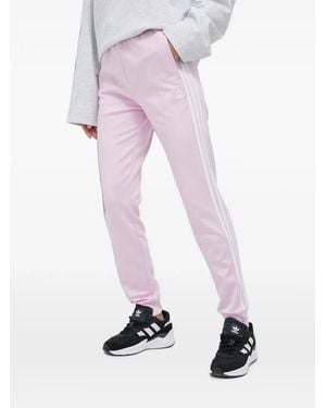 adidas Trefoil-Embroidered Side-Stripe Track Trousers - Pink