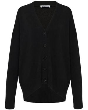 Jil Sander V-Neck Long-Sleeve Cardigan - Black
