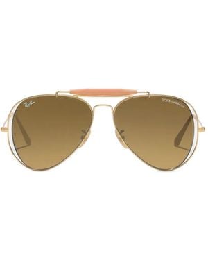 Dolce & Gabbana X Ray-Ban Pilot-Frame Sunglasses - Metallic