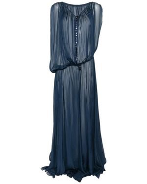 Dunesi Sheer Button-Front Dress - Blue