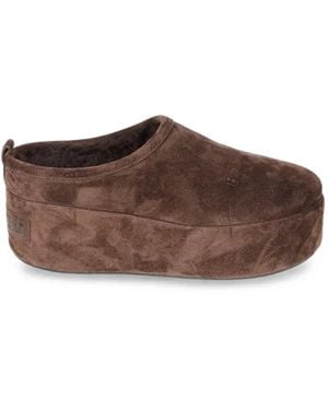 Balenciaga Mules En Daim À Plateforme - Marron