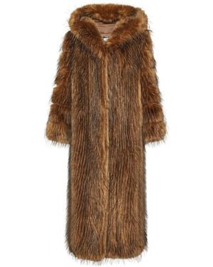 Philipp Plein Slouchy Faux Fur Hooded Coat - Brown