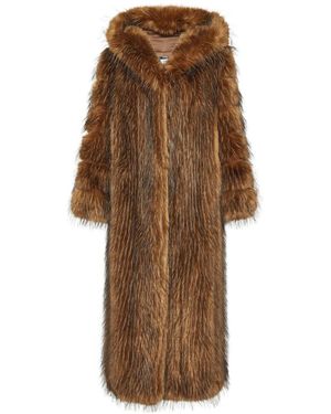 Philipp Plein Slouchy Faux Fur Hooded Coat - Brown