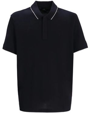 ARMANI EXCHANGE Contrast-Collar Polo Shirt - Black